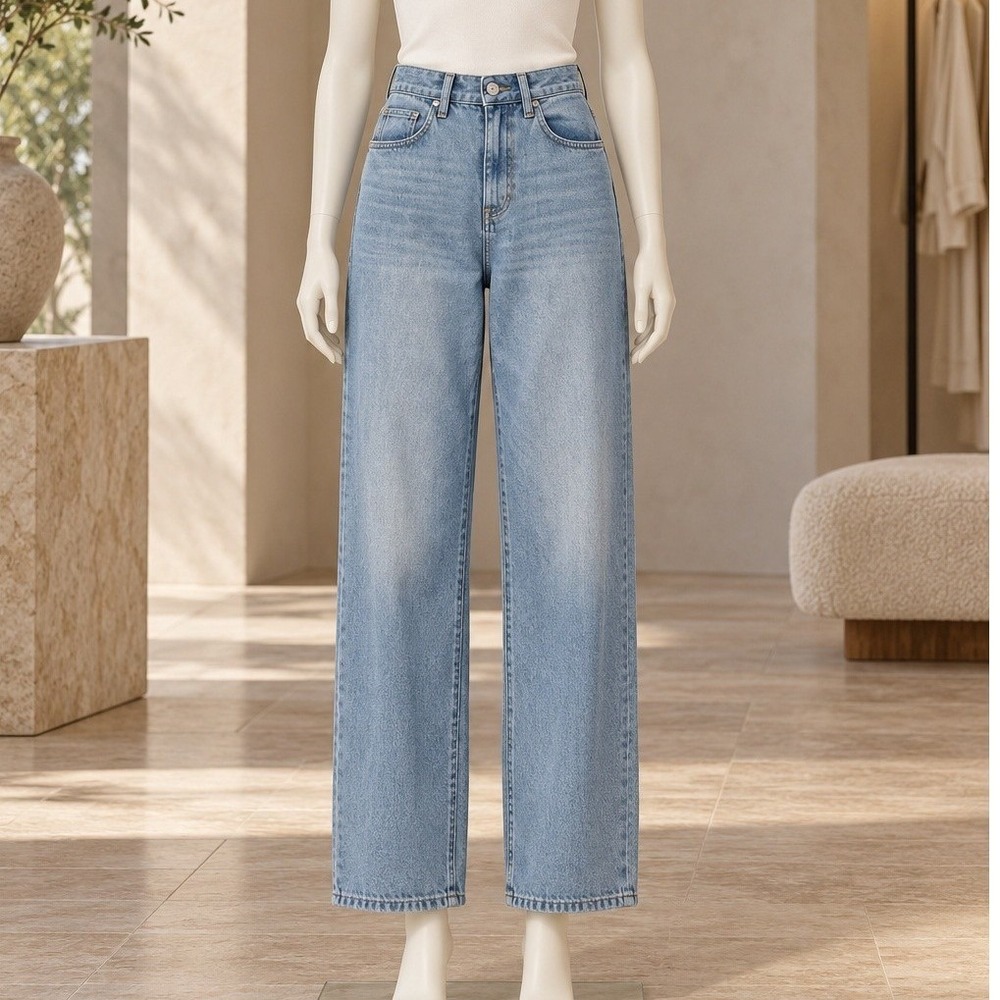 Zara Women Jeans High Rise Wide Leg Light Wash Denim Size 6